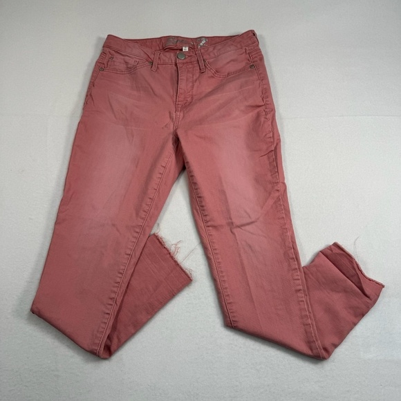 Seven 7 Ankle Skinny Womens Size 10 Mid Rise Pink Raw Hem - Picture 1 of 13